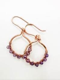 Image 2 of Amethyst (Copper) Small Hoop Earrings