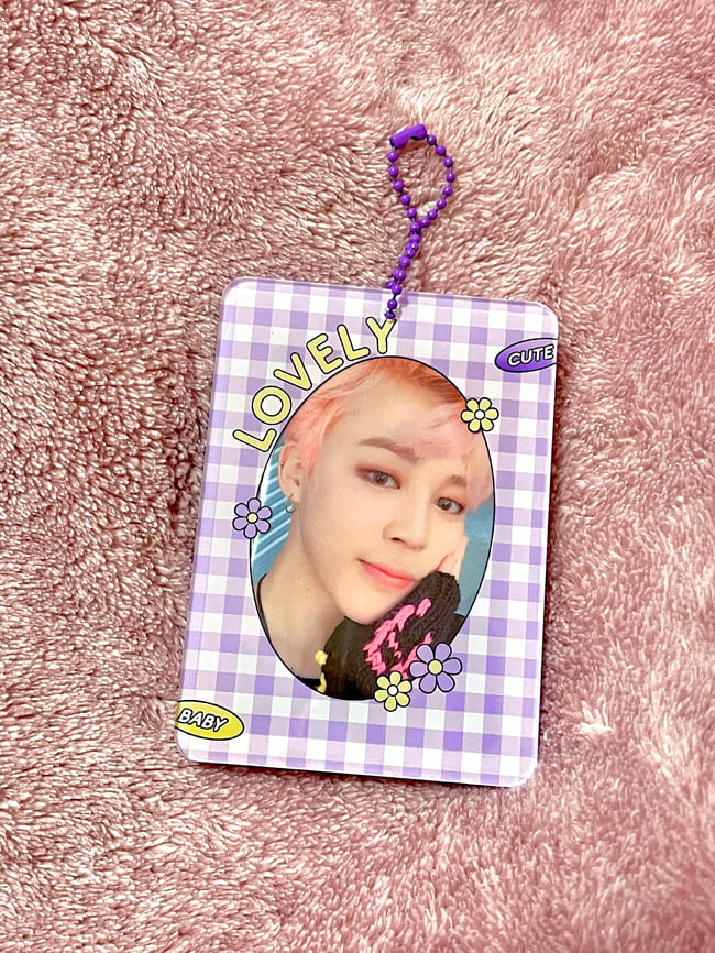 purple gingham acrylic pc holder