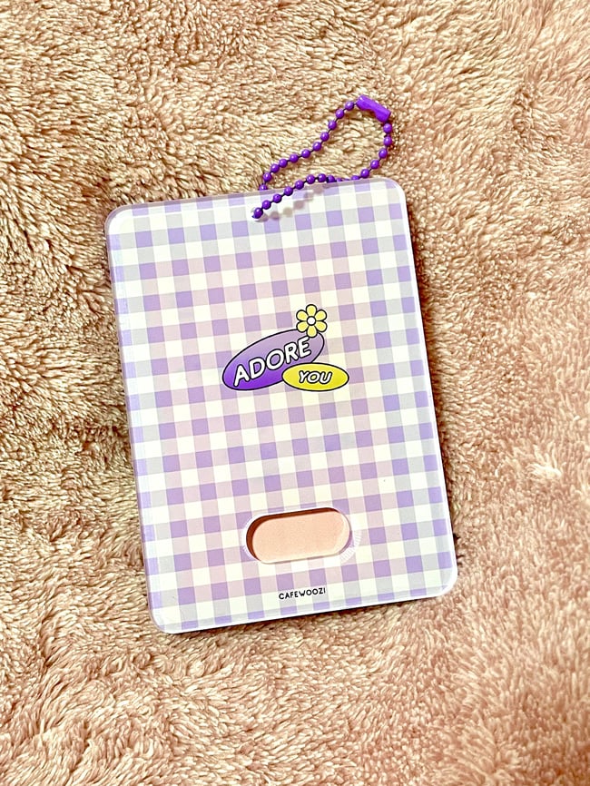 purple gingham acrylic pc holder