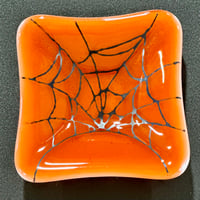 Image 2 of small, square, spiderweb dish (center spiderweb design)-3.5"