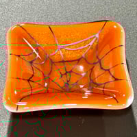 Image 3 of small, square, spiderweb dish (center spiderweb design)-3.5"