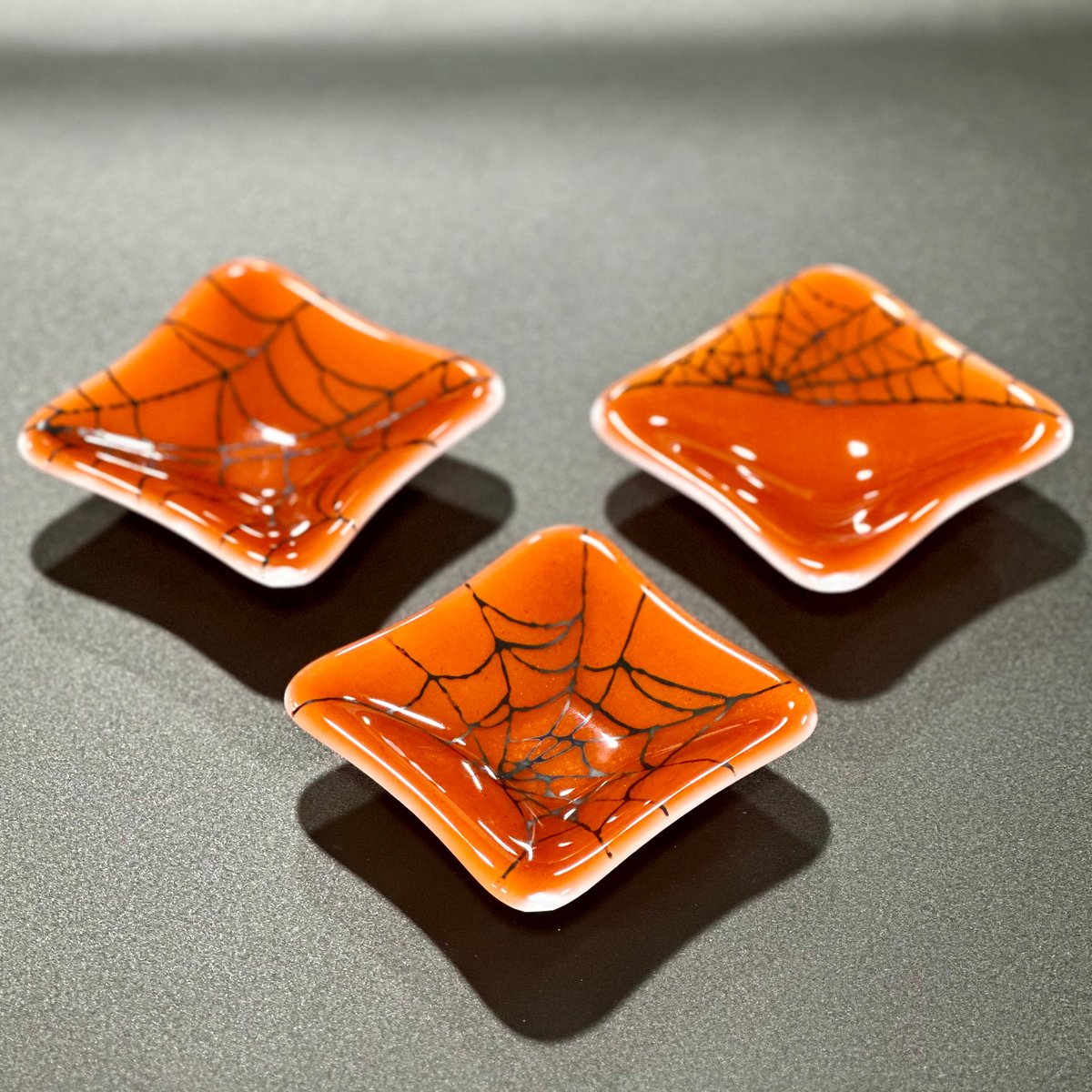Image of small, square, spiderweb dish (corner web design) 3.5"