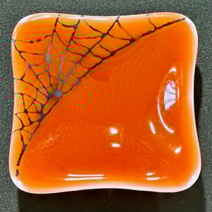 Image of small, square, spiderweb dish (corner web design) 3.5"