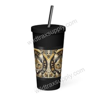 Image 3 of Geometric Serval 20 oz Insulated Stainless Steel Tumbler with a straw