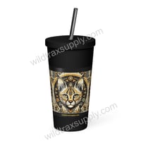 Image 1 of Geometric Serval 20 oz Insulated Stainless Steel Tumbler with a straw