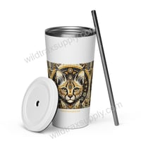 Image 4 of Geometric Serval 20 oz Insulated Stainless Steel Tumbler with a straw