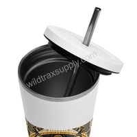 Image 5 of Geometric Serval 20 oz Insulated Stainless Steel Tumbler with a straw