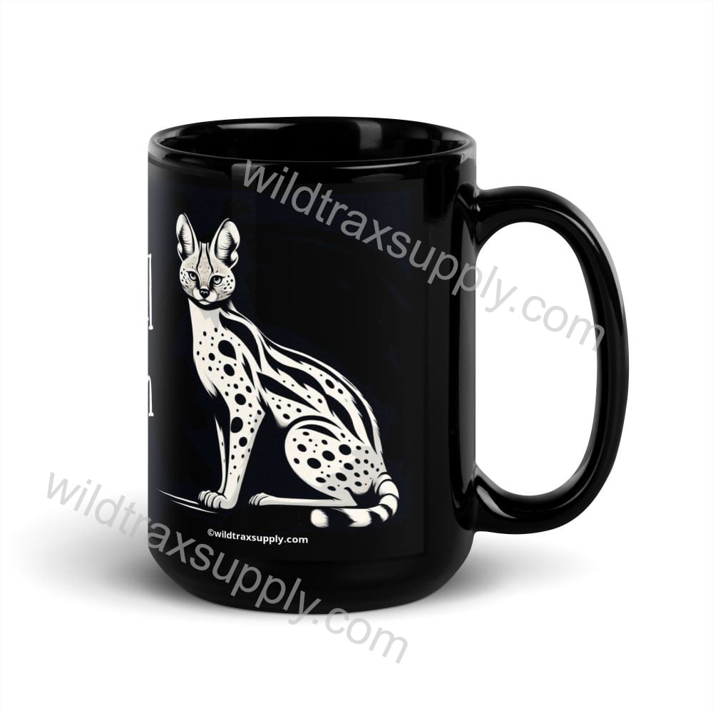 Serval DAD Black 15 oz Black Ceramic Coffee Mug