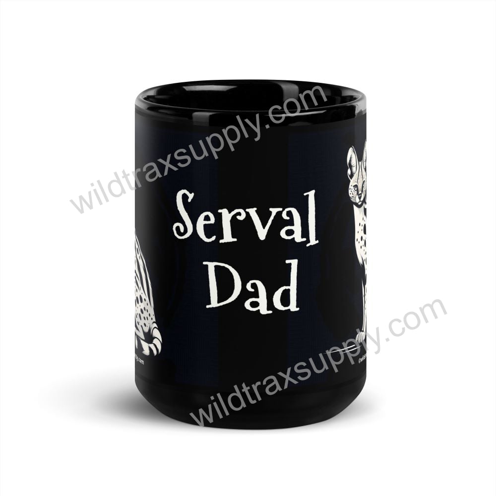 Serval DAD Black 15 oz Black Ceramic Coffee Mug
