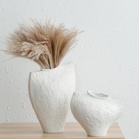Image 1 of White Ceramic Vase, Modern Art Vase for Pampas Grass, Flowers.