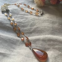 Image 1 of Chalcedony Hessonite Garnet Citrine Sterling Silver Necklace