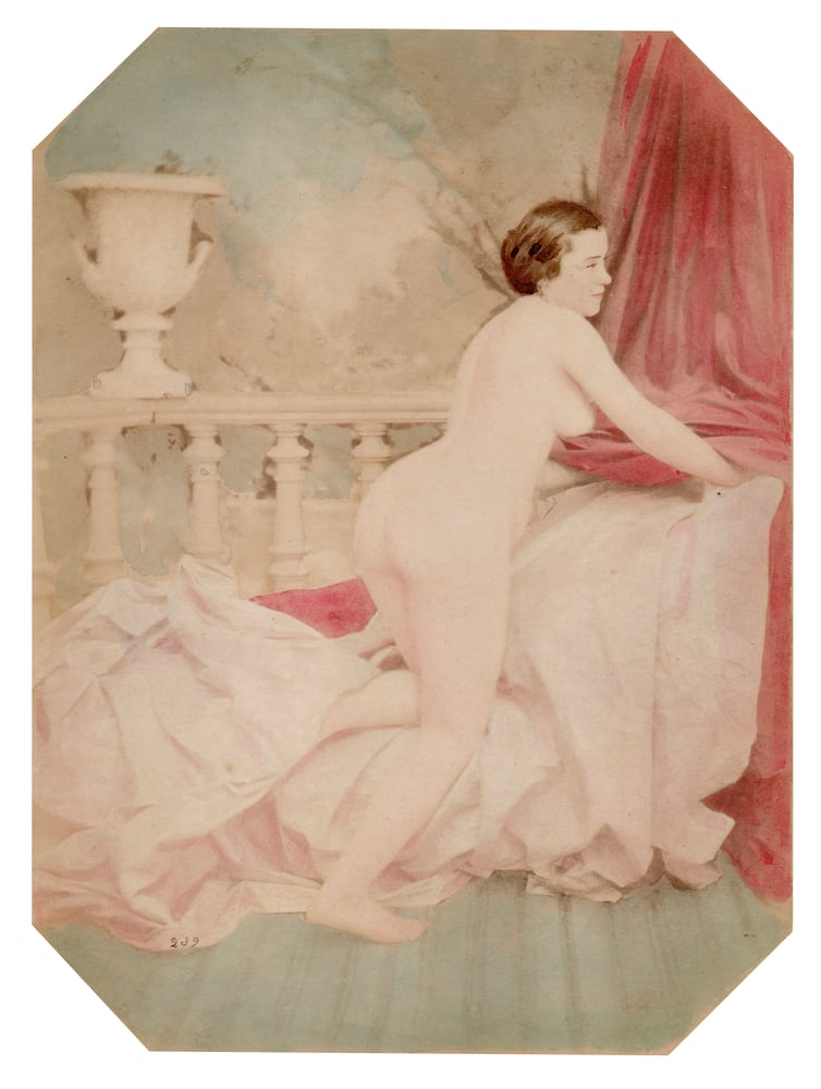 Image of Auguste Belloc: painted nude portrait of a woman, France ca. 1855