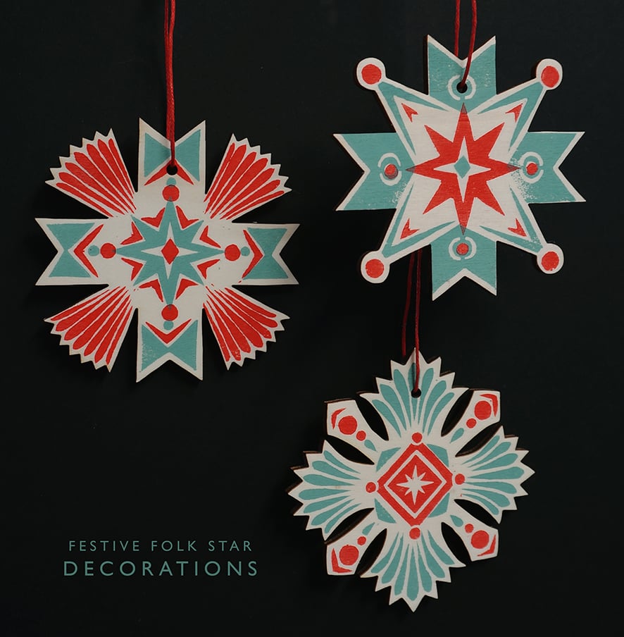 Image of Festive Folk Star Decorations - Star One