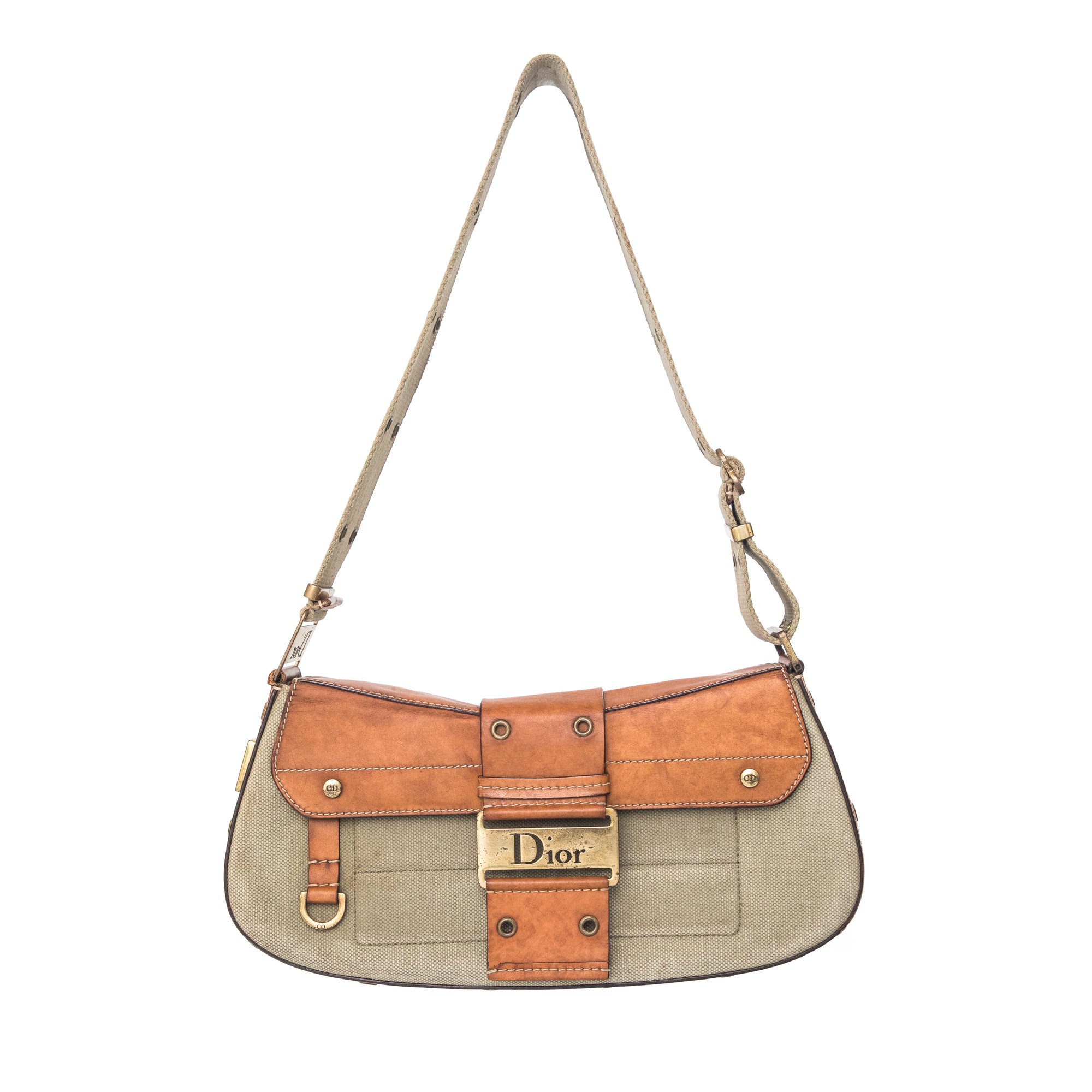 Image of Christian Dior Green Canvas Street Chic Columbus Shoulder Bag