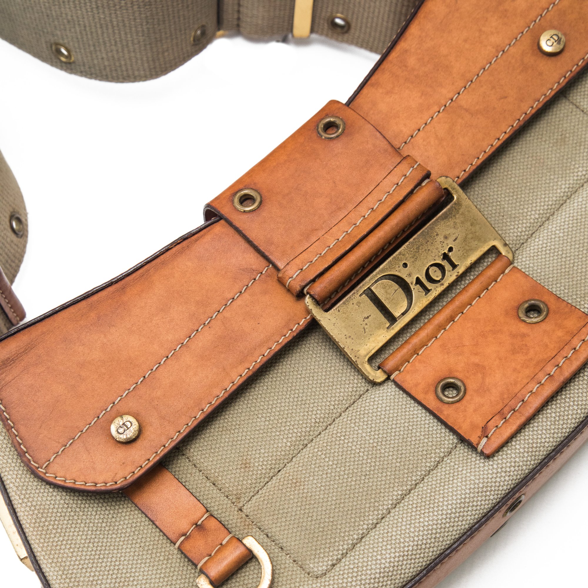 Image of Christian Dior Green Canvas Street Chic Columbus Shoulder Bag