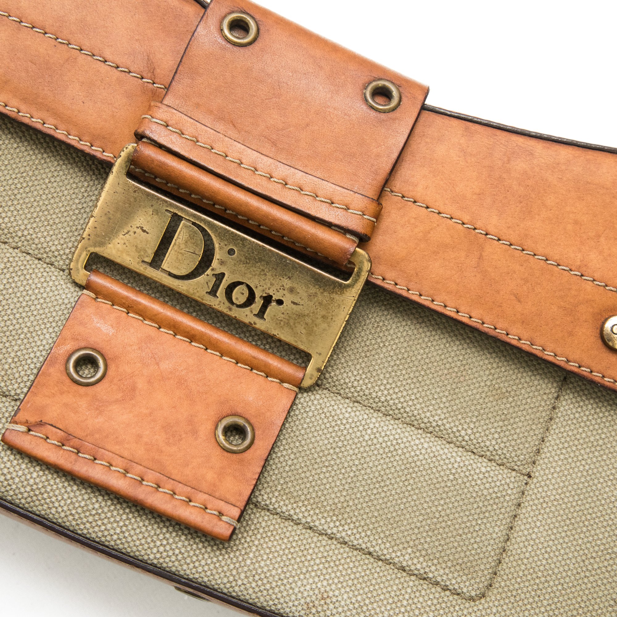 Image of Christian Dior Green Canvas Street Chic Columbus Shoulder Bag