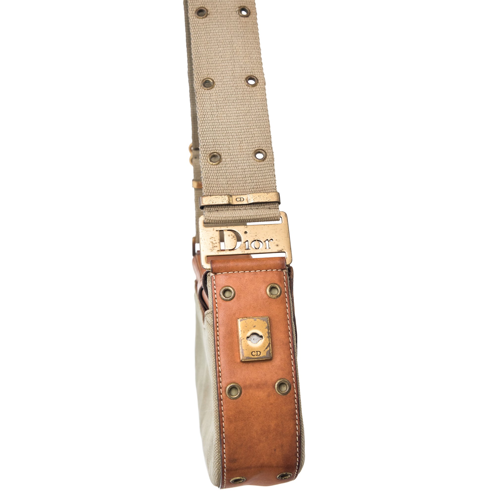 Image of Christian Dior Green Canvas Street Chic Columbus Shoulder Bag