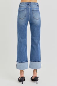 Image 4 of RISEN - HIGH RISE ANKLE STRAIGHT WIDE CUFFED JEANS