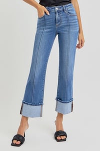 Image 3 of RISEN - HIGH RISE ANKLE STRAIGHT WIDE CUFFED JEANS