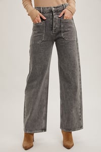 Image 1 of DENIM HIGH-RISE STRAIGHT LEG JEANS - BLUIVY