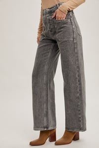 Image 2 of DENIM HIGH-RISE STRAIGHT LEG JEANS - BLUIVY