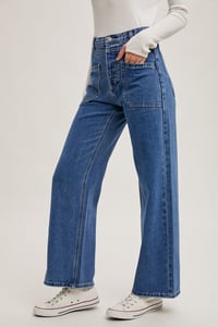 Image 5 of DENIM HIGH-RISE STRAIGHT LEG JEANS - BLUIVY