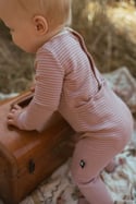 Rose Pinstripe Baby Footie