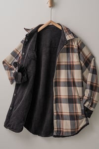 Image 6 of Plaid Lined Corduroy Flannel with Inner Pockets Shacket 