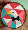 Hand painted wood slice ornaments (geo goose)