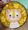 Hand painted wood slice ornaments (yellow lion)