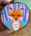 Hand painted wood slice ornaments (fox)