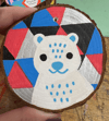 Hand painted wood slice ornaments (silver bear)