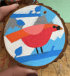 Hand painted wood slice ornaments (cardinal blue)