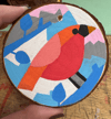 Hand painted wood slice ornaments ( cardinal pink)