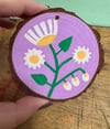 Hand painted wood slice ornaments ( flowers)