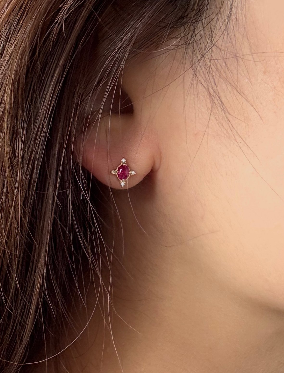 Liz Ruby Stud Earring | vasa new york