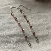 Image 2 of Red Garnet Sterling Silver Pendulum Earrings