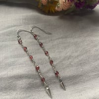 Image 1 of Red Garnet Sterling Silver Pendulum Earrings