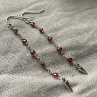 Image 3 of Red Garnet Sterling Silver Pendulum Earrings