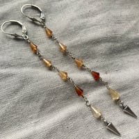 Image 2 of Hessonite Garnet Sterling Silver Pendulum Leverback Earrings