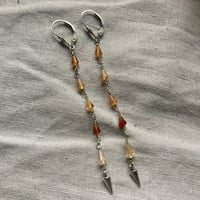 Image 3 of Hessonite Garnet Sterling Silver Pendulum Leverback Earrings