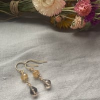 Image 1 of Hessonite Garnet Smoky Quartz 14k Gold Fill Earrings