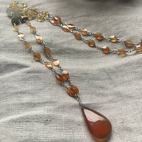 Image 2 of Chalcedony Hessonite Garnet Citrine Sterling Silver Necklace