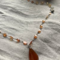 Image 3 of Chalcedony Hessonite Garnet Citrine Sterling Silver Necklace