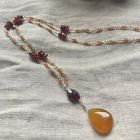 Image 2 of Chalcedony Mixed Garnet Sterling Silver Necklace