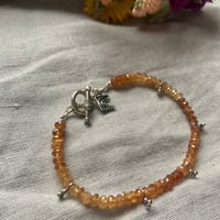 Image 1 of Hessonite Garnet Sterling Silver Charm Bracelet 