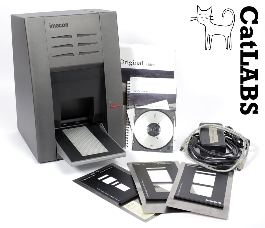 Image of Hasselblad Imacon 343 film scanner with 3 carriers and power supply TESTED 