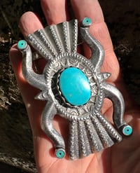 Image 3 of WL&A Handmade Sterling Old Style Belt Buckle - Royston Turquoise - Size 3.5" x 2.5" -190 Gram