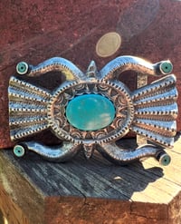 Image 1 of WL&A Handmade Sterling Old Style Belt Buckle - Royston Turquoise - Size 3.5" x 2.5" -190 Gram