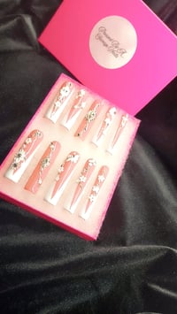 Image 3 of 3XL Hard Gel French w/3D Flowers